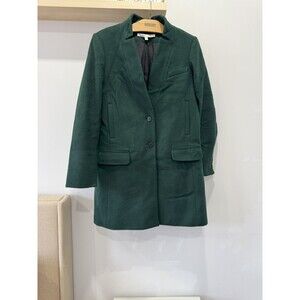 NWOT Veronica Beard Womens 4 Green Single Breasted Wool Cashmere Car Trench Coat